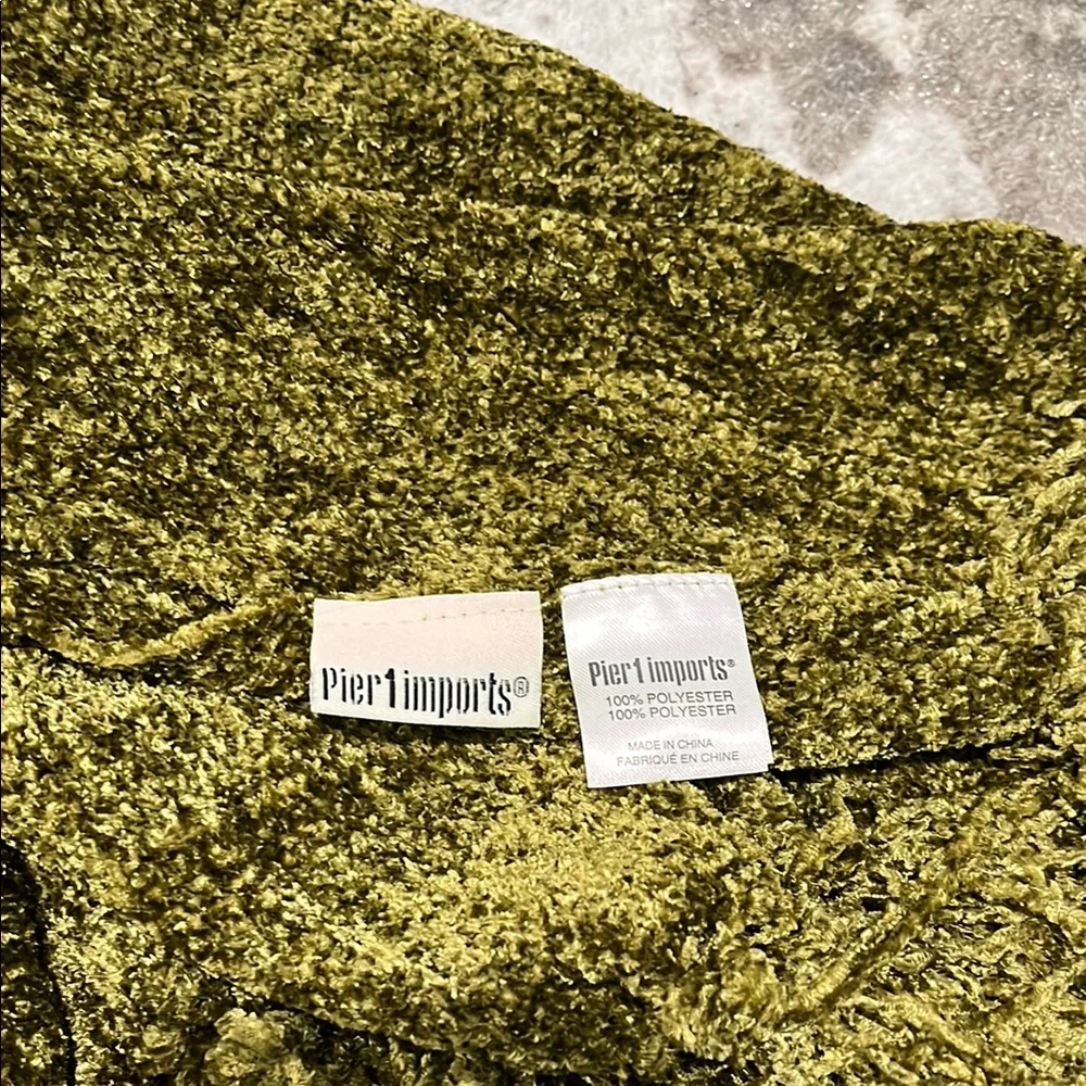 NEW Pier 1 Moss Green Chenille Throw Blanket